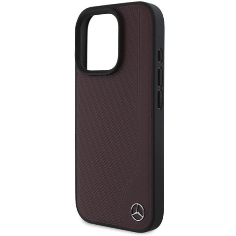 Etui Mercedes MB Wood Imitation Leather MagSafe na iPhone 16 Pro Max - czerwone
