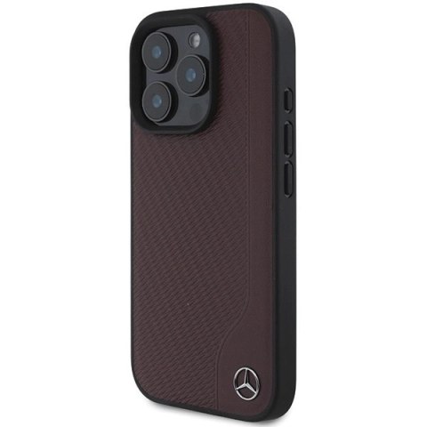 Etui Mercedes MB Wood Imitation Leather MagSafe na iPhone 16 Pro - czerwone Etui Mercedes MB Wood Imitation Leather MagSafe na iPhone 16 Pro - czerwone