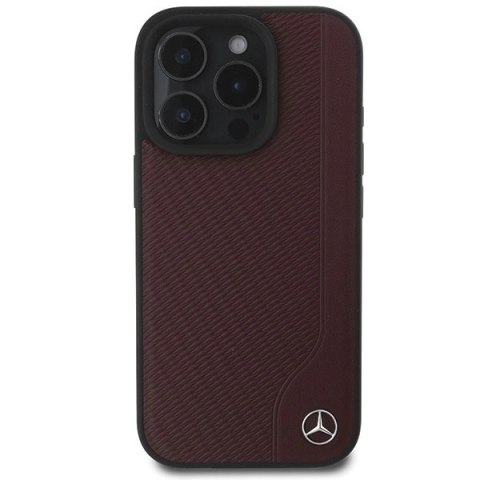 Etui Mercedes MB Wood Imitation Leather MagSafe na iPhone 16 Pro - czerwone Etui Mercedes MB Wood Imitation Leather MagSafe na iPhone 16 Pro - czerwone