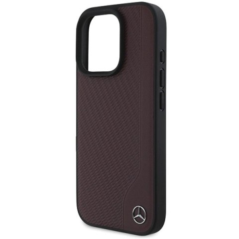 Etui Mercedes MB Wood Imitation Leather MagSafe na iPhone 16 Pro - czerwone Etui Mercedes MB Wood Imitation Leather MagSafe na iPhone 16 Pro - czerwone