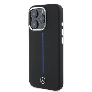 Etui Mercedes Silicone Blue Stripe MagSafe na iPhone 16 Pro Max - czarne