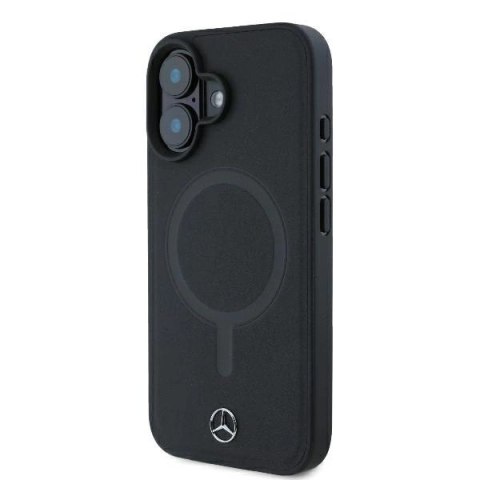 Etui Mercedes Smooth Leather MagSafe na iPhone 16 Plus - czarne Etui Mercedes Smooth Leather MagSafe na iPhone 16 Plus - czarne