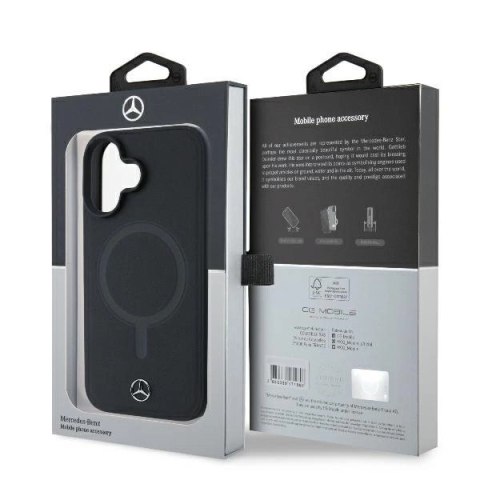 Etui Mercedes Smooth Leather MagSafe na iPhone 16 Plus - czarne Etui Mercedes Smooth Leather MagSafe na iPhone 16 Plus - czarne