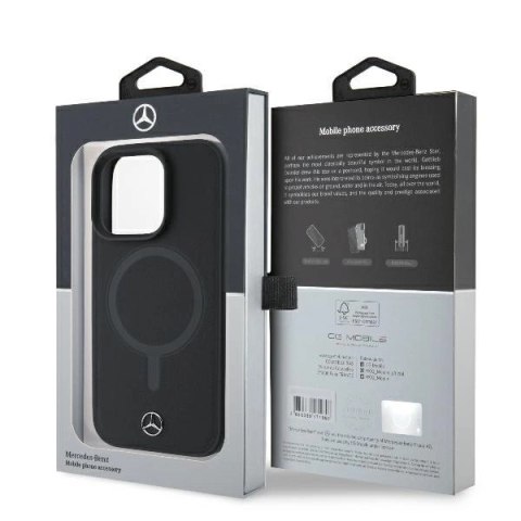 Etui Mercedes Smooth Leather MagSafe na iPhone 16 Pro Max - czarne Etui Mercedes Smooth Leather MagSafe na iPhone 16 Pro Max - czarne