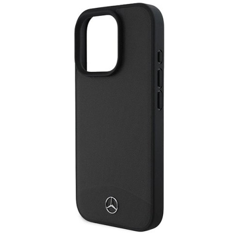 Etui Mercedes Textured And Plain Leather MagSafe na iPhone 16 Pro Max - czarne Etui Mercedes Textured And Plain Leather MagSafe na iPhone 16 Pro Max - czarne