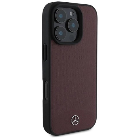 Etui Mercedes Textured And Plain Leather MagSafe na iPhone 16 Pro Max - czerwone Etui Mercedes Textured And Plain Leather MagSafe na iPhone 16 Pro Max - czerwone