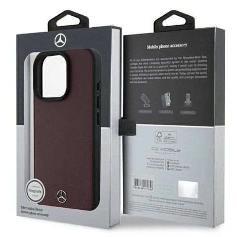 Etui Mercedes Textured And Plain Leather MagSafe na iPhone 16 Pro Max - czerwone Etui Mercedes Textured And Plain Leather MagSafe na iPhone 16 Pro Max - czerwone