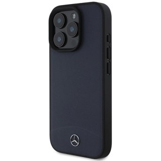 Etui Mercedes Textured And Plain Leather MagSafe na iPhone 16 Pro Max - granatowe