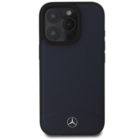 Etui Mercedes Textured And Plain Leather MagSafe na iPhone 16 Pro Max - granatowe