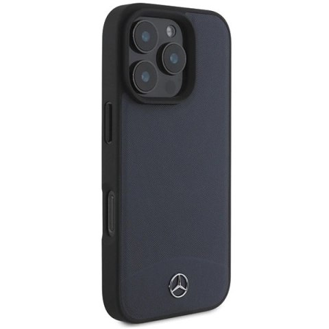 Etui Mercedes Textured And Plain Leather MagSafe na iPhone 16 Pro Max - granatowe