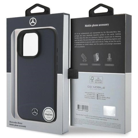 Etui Mercedes Textured And Plain Leather MagSafe na iPhone 16 Pro Max - granatowe