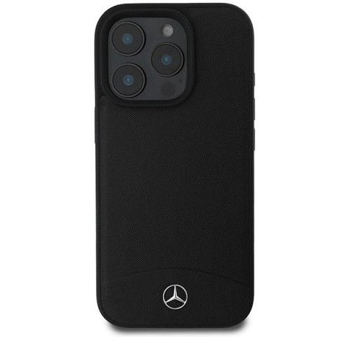 Etui Mercedes Textured And Plain Leather MagSafe na iPhone 16 Pro - czarne Etui Mercedes Textured And Plain Leather MagSafe na iPhone 16 Pro - czarne