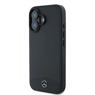 Etui Mercedes Textured And Plain Leather MagSafe na iPhone 16 - czarne