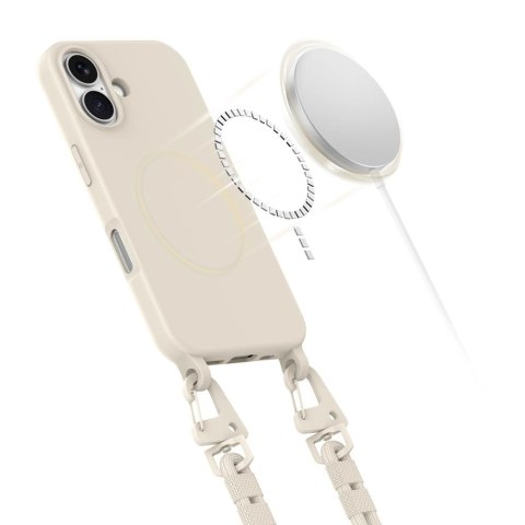 Etui Tech-Protect MagNecklace MagSafe ze smyczą na iPhone 16 - beżowe