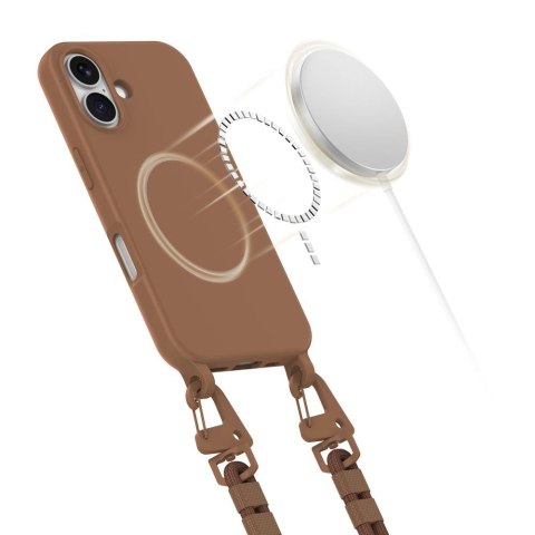 Etui Tech-Protect MagNecklace MagSafe ze smyczą na iPhone 16 - brązowe