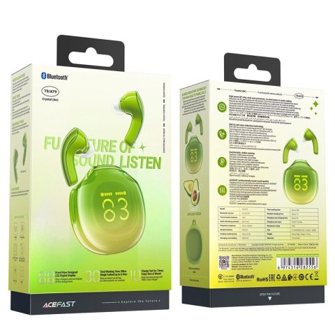 Słuchawki bezprzewodowe Acefast T9 Bluetooth 5.3 douszne - zielone Słuchawki bezprzewodowe Acefast T9 Bluetooth 5.3 douszne - zielone