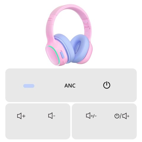Słuchawki bezprzewodowe Tronsmart KH03 z ANC, dla dzieci, bezpieczne - różowe Słuchawki bezprzewodowe Tronsmart KH03 z ANC, dla dzieci, bezpieczne - różowe