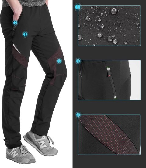Spodnie sportowe Rockbros Patrol kolarskie wiatroszczelne rozmiar XL - czarne Spodnie sportowe Rockbros Patrol kolarskie wiatroszczelne rozmiar XL - czarne
