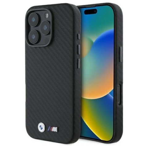 Etui BMW Carbon Wrapped Metal na iPhone 16 Pro - czarne