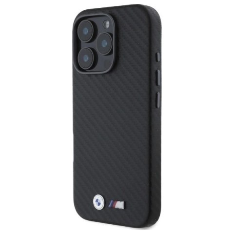 Etui BMW Carbon Wrapped Metal na iPhone 16 Pro - czarne