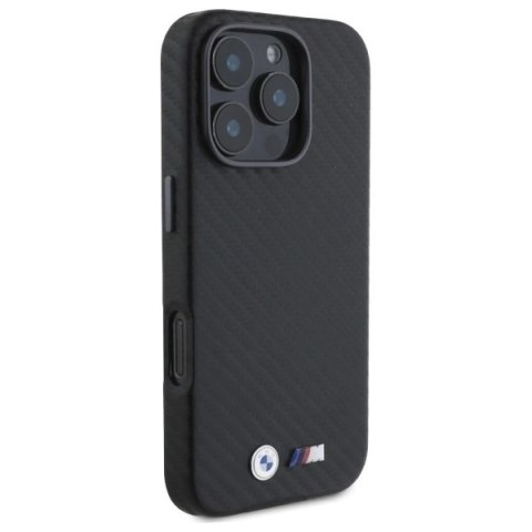 Etui BMW Carbon Wrapped Metal na iPhone 16 Pro - czarne