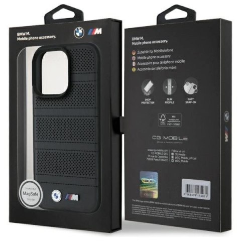 Etui BMW M Perforated And Stitched Line MagSafe na iPhone 16 Pro Max - czarne Etui BMW M Perforated And Stitched Line MagSafe na iPhone 16 Pro Max - czarne