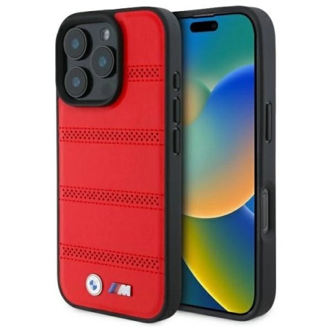 Etui BMW M Perforated And Stitched Line MagSafe na iPhone 16 Pro Max - czerwone Etui BMW M Perforated And Stitched Line MagSafe na iPhone 16 Pro Max - czerwone
