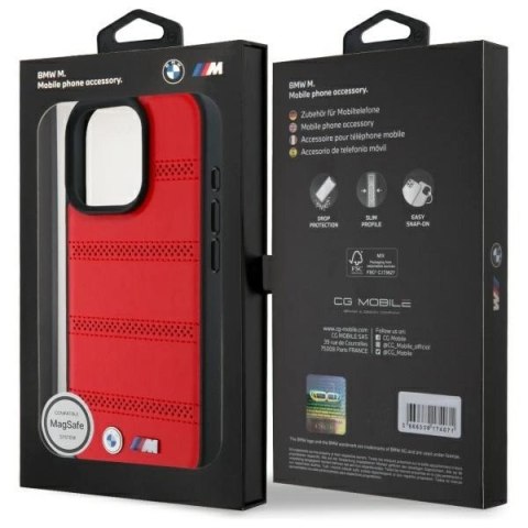 Etui BMW M Perforated And Stitched Line MagSafe na iPhone 16 Pro Max - czerwone Etui BMW M Perforated And Stitched Line MagSafe na iPhone 16 Pro Max - czerwone