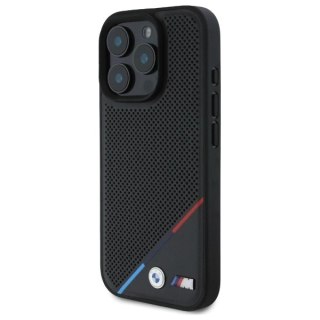Etui BMW M Perforated Tricolor Line MagSafe na iPhone 16 Pro Max - czarne