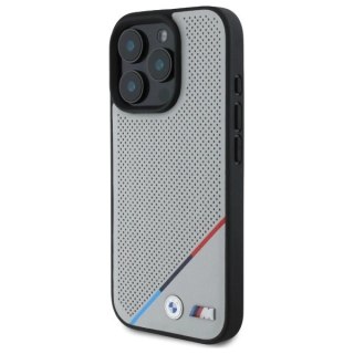 Etui BMW M Perforated Tricolor Line MagSafe na iPhone 16 Pro Max - szare