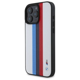 Etui BMW M Performance Tricolor Printed Stripes MagSafeMagSafe na iPhone 16 Pro Max - białe