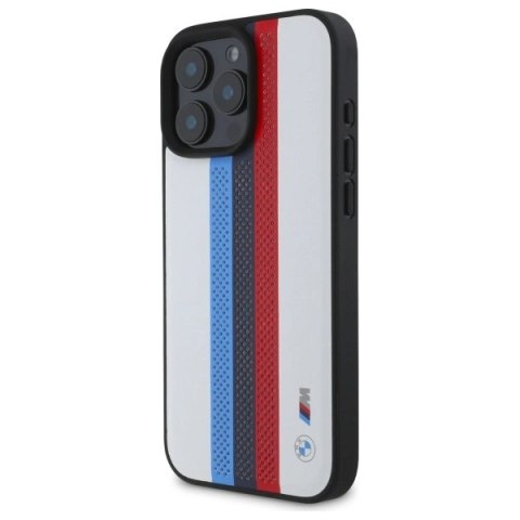Etui BMW M Performance Tricolor Printed Stripes MagSafeMagSafe na iPhone 16 Pro Max - białe Etui BMW M Performance Tricolor Printed Stripes MagSafeMagSafe na iPhone 16 Pro Max - białe