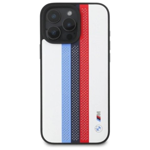 Etui BMW M Performance Tricolor Printed Stripes MagSafeMagSafe na iPhone 16 Pro Max - białe Etui BMW M Performance Tricolor Printed Stripes MagSafeMagSafe na iPhone 16 Pro Max - białe