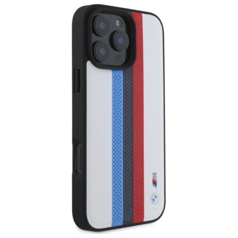 Etui BMW M Performance Tricolor Printed Stripes MagSafeMagSafe na iPhone 16 Pro Max - białe Etui BMW M Performance Tricolor Printed Stripes MagSafeMagSafe na iPhone 16 Pro Max - białe