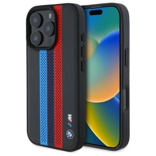 Etui BMW M Performance Tricolor Printed Stripes MagSafeMagSafe na iPhone 16 Pro Max - czarne