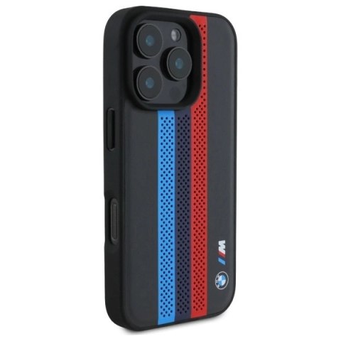 Etui BMW M Performance Tricolor Printed Stripes MagSafeMagSafe na iPhone 16 Pro Max - czarne Etui BMW M Performance Tricolor Printed Stripes MagSafeMagSafe na iPhone 16 Pro Max - czarne
