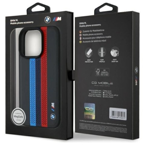 Etui BMW M Performance Tricolor Printed Stripes MagSafeMagSafe na iPhone 16 Pro Max - czarne Etui BMW M Performance Tricolor Printed Stripes MagSafeMagSafe na iPhone 16 Pro Max - czarne