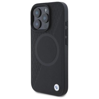 Etui BMW Sign Leather Half Textured And Circle MagSafe na iPhone 16 Pro Max - czarne
