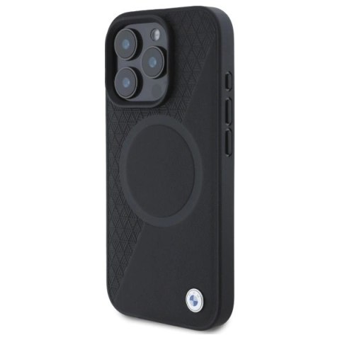 Etui BMW Sign Leather Half Textured And Circle MagSafe na iPhone 16 Pro Max - czarne