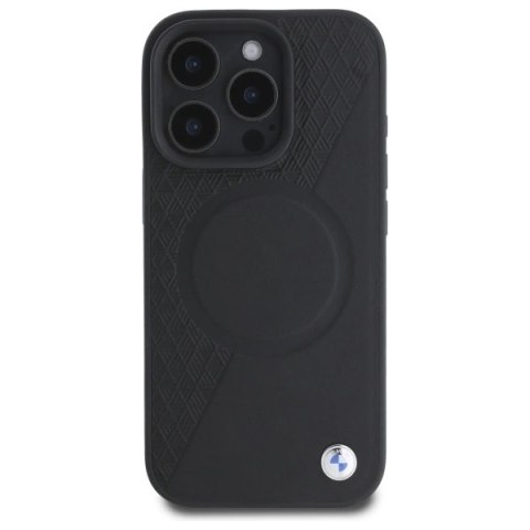 Etui BMW Sign Leather Half Textured And Circle MagSafe na iPhone 16 Pro Max - czarne
