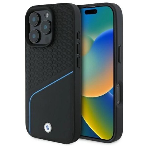 Etui BMW Sign Leather Textured And Line MagSafe na iPhone 16 Pro Max - czarne