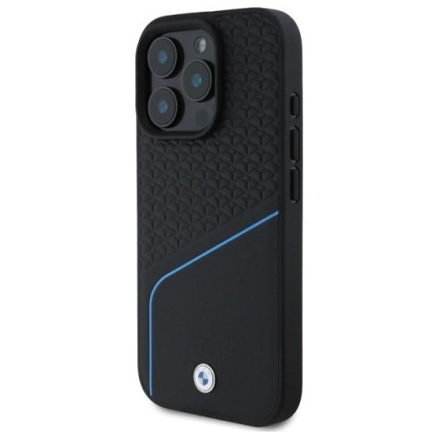 Etui BMW Sign Leather Textured And Line MagSafe na iPhone 16 Pro Max - czarne