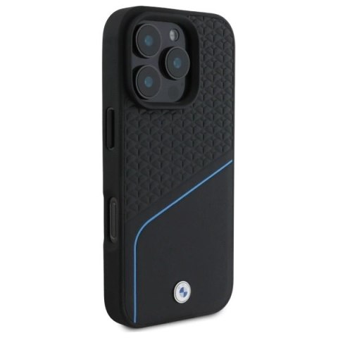 Etui BMW Sign Leather Textured And Line MagSafe na iPhone 16 Pro Max - czarne