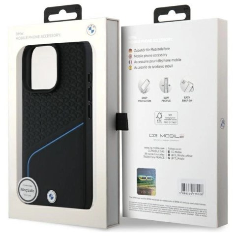 Etui BMW Sign Leather Textured And Line MagSafe na iPhone 16 Pro Max - czarne