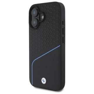 Etui BMW Sign Leather Textured And Line MagSafe na iPhone 16 - czarne