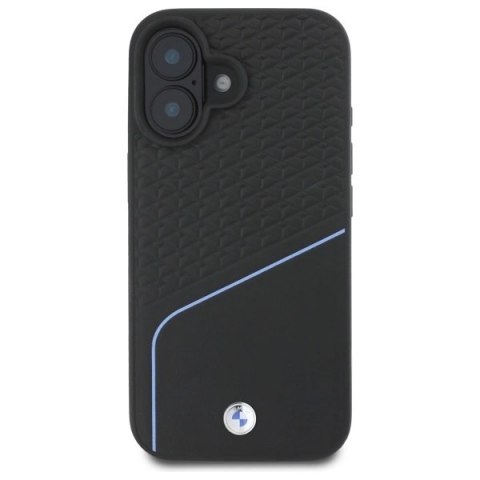 Etui BMW Sign Leather Textured And Line MagSafe na iPhone 16 - czarne
