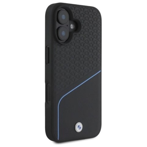 Etui BMW Sign Leather Textured And Line MagSafe na iPhone 16 - czarne