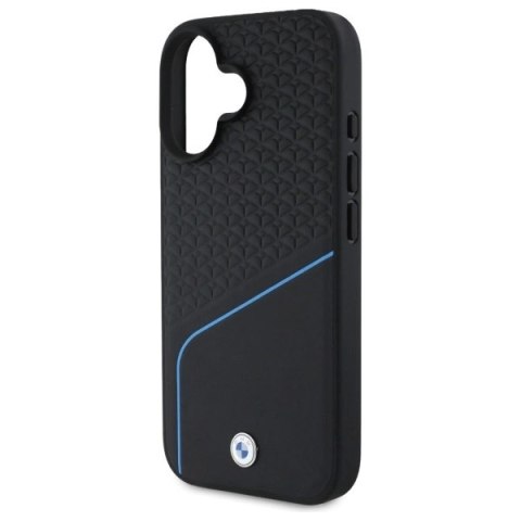 Etui BMW Sign Leather Textured And Line MagSafe na iPhone 16 - czarne