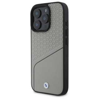Etui BMW Sign Leather Textured and Line MagSafe na iPhone 16 Pro Max - szare