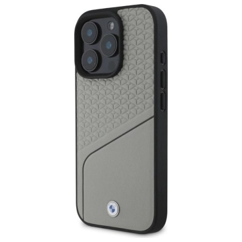 Etui BMW Sign Leather Textured and Line MagSafe na iPhone 16 Pro Max - szare
